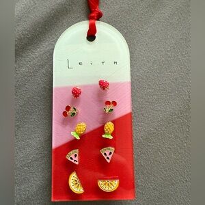 Leith Kids or Women’s Colorful Fruit Earrings Set of 5 pairs.
